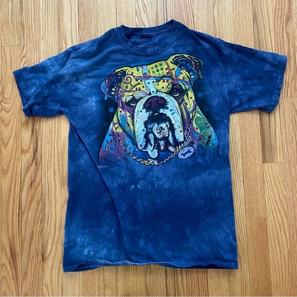 The mountain bulldog dog blue tie dye T-shirt - Picture 6 of 8